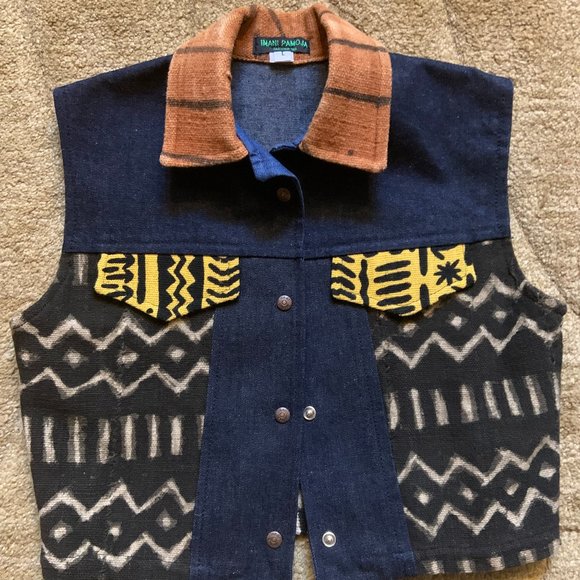NWOT - Denim And Mudcloth Unisex Vest - Picture 1 of 4